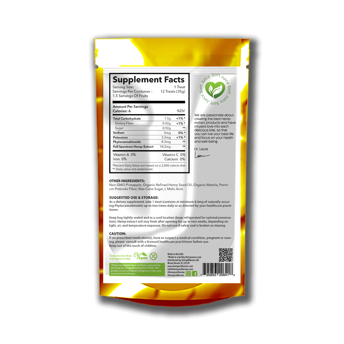 Hemp Extract with CBD Edibles 100mg | Pineapple & Matcha (12 pieces) - Image 2